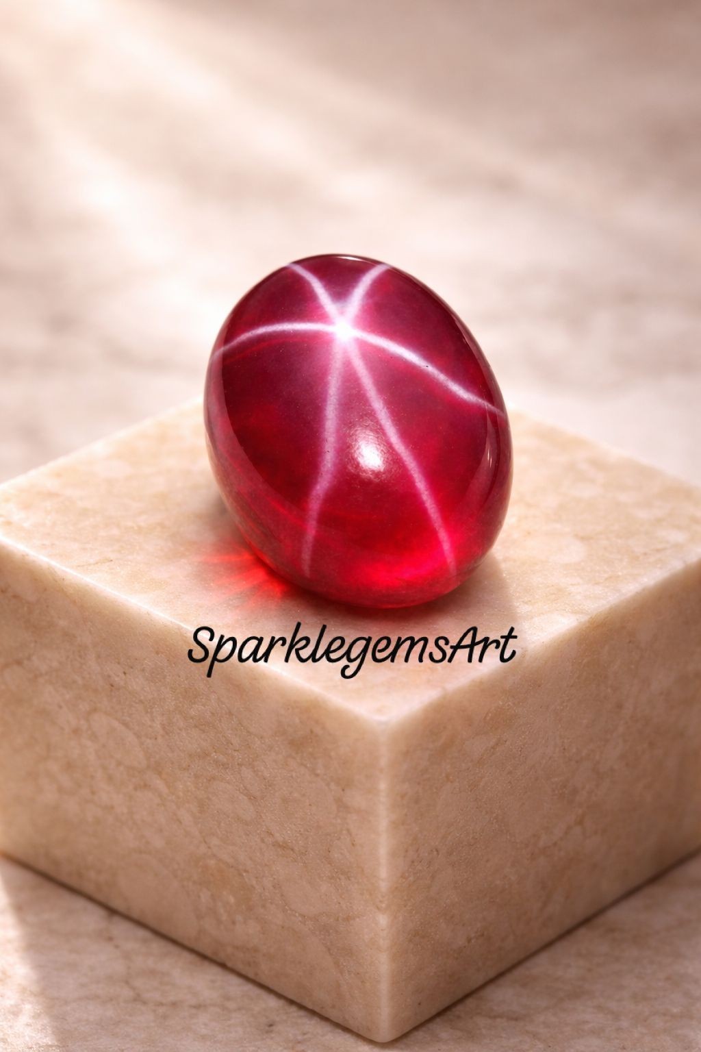 14t Natural Star Ruby Gemstone Oval Cut Loose Gemstone 6 Rays star Ruby Jewelry