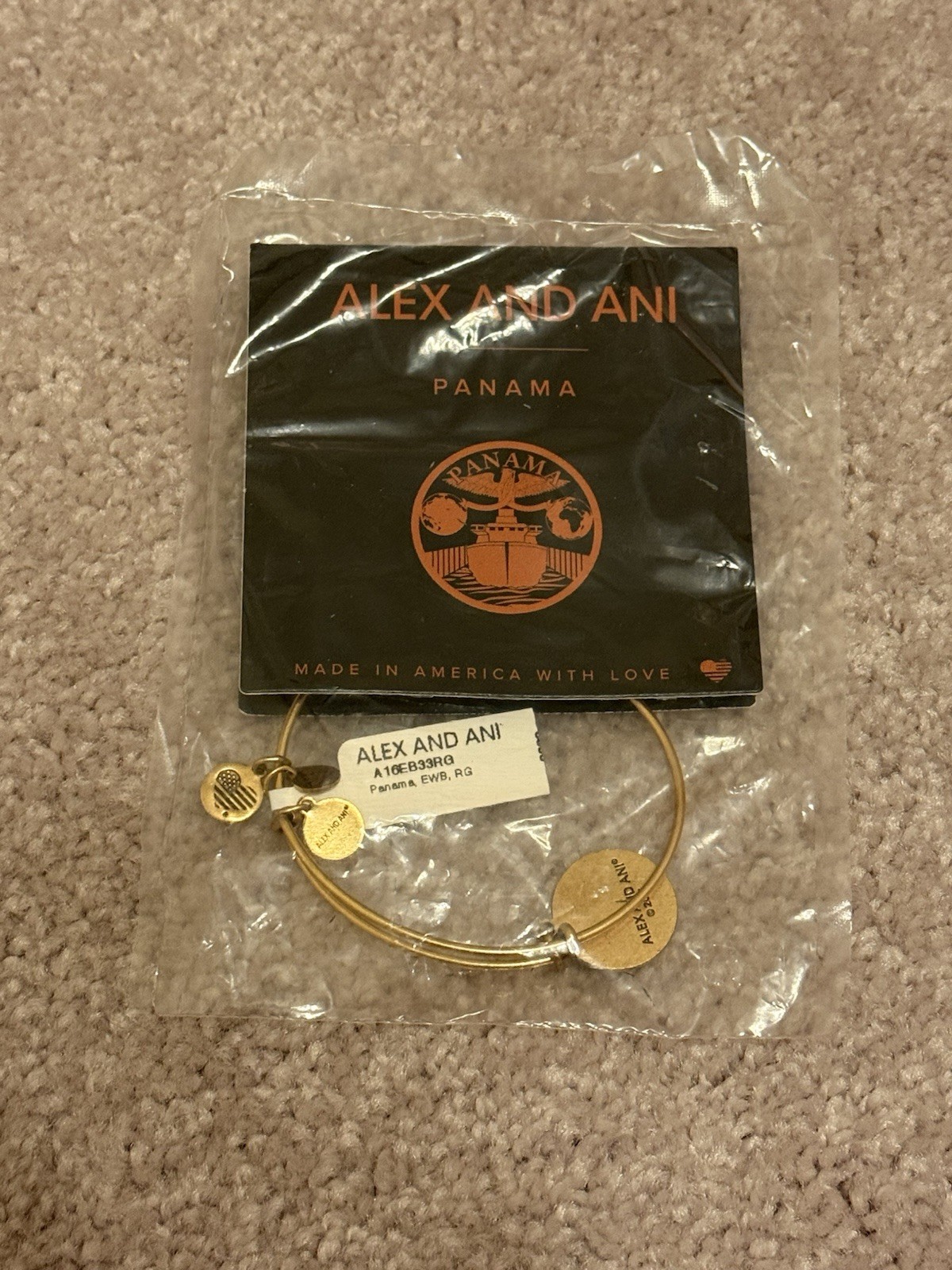 Rare Alex & Ani Women’s Panama, Charm Bangle, Rafaelian Gold