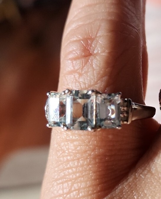 Ring Size 9 Light Blue Stone On SS 925 NWT