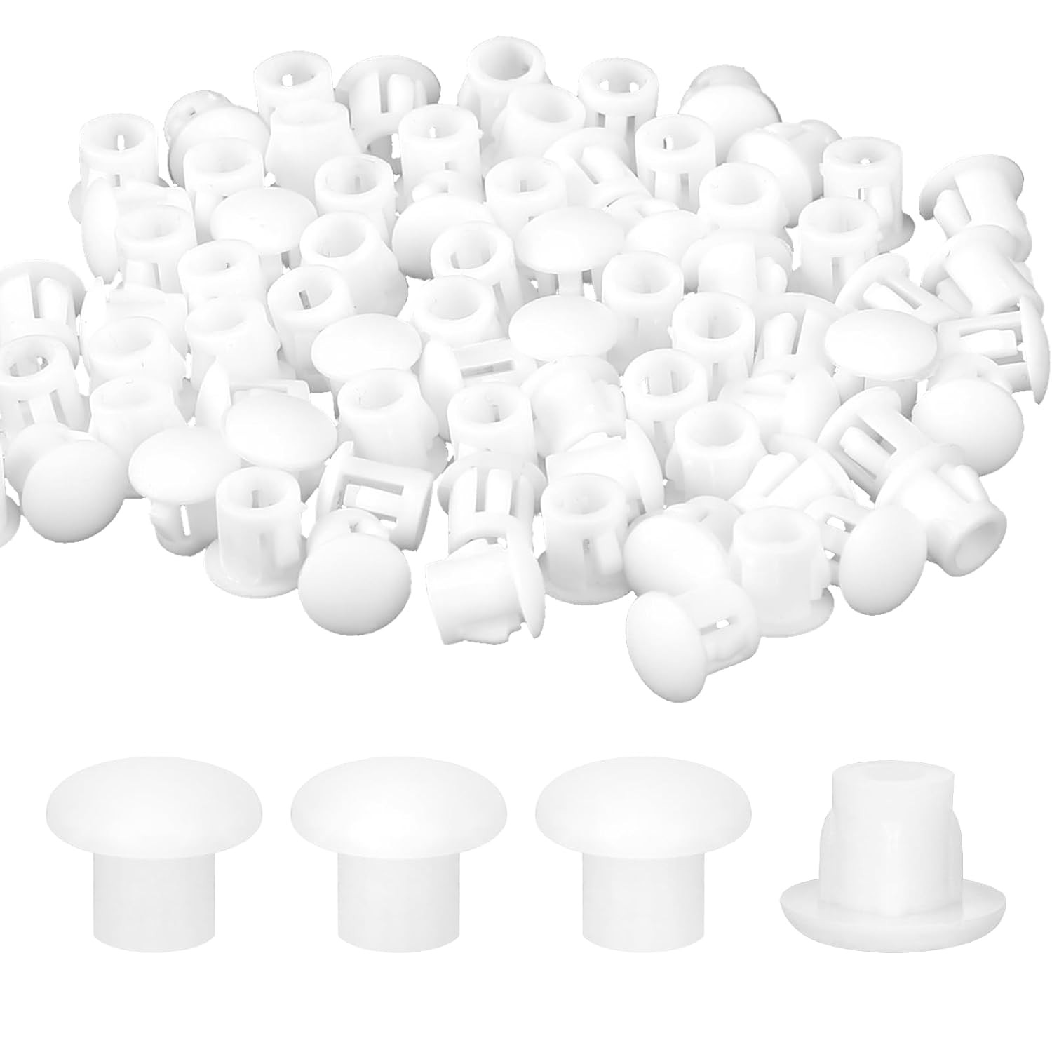 100 Pcs 1/4″(6Mm) Plastic Hole Plugs Screw Caps Cover White Plastic Hole Plugs f