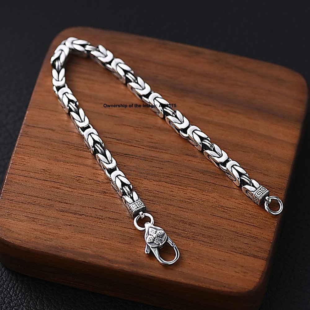 Pure 925 Sterling Silver Square Byzantine Chain Bracelet 5mm Link Unisex Jewelry