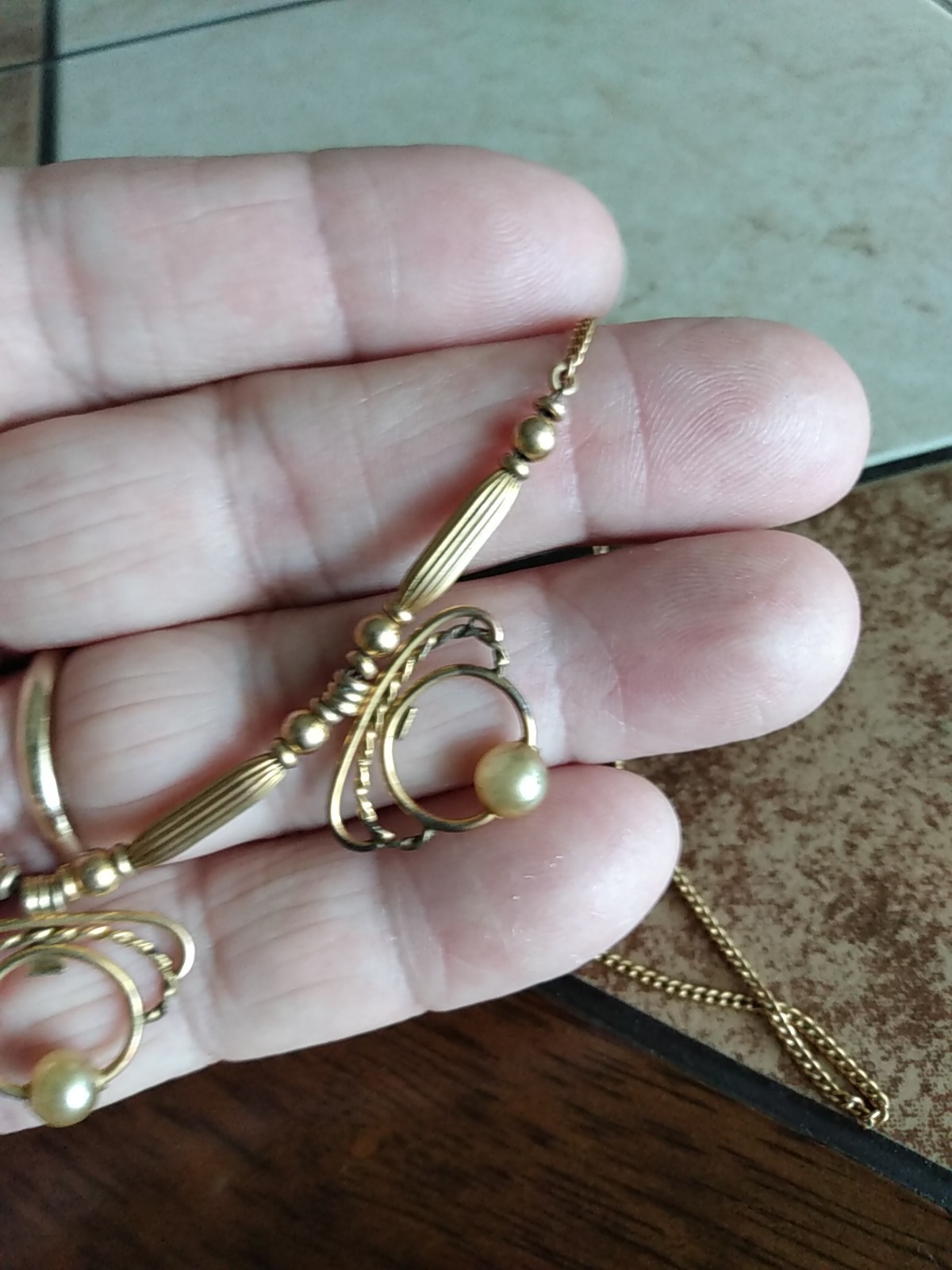 Vintage GOLD FILLED & Faux Pearl BEADED 20” NECKLACE – 13.0g