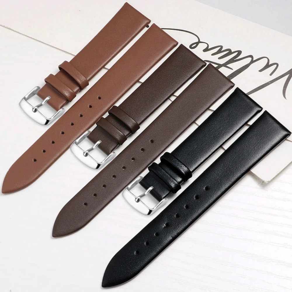 Leather Watch Strap for Skagen 18mm 20mm 22mm Silver Pin Buckle Band