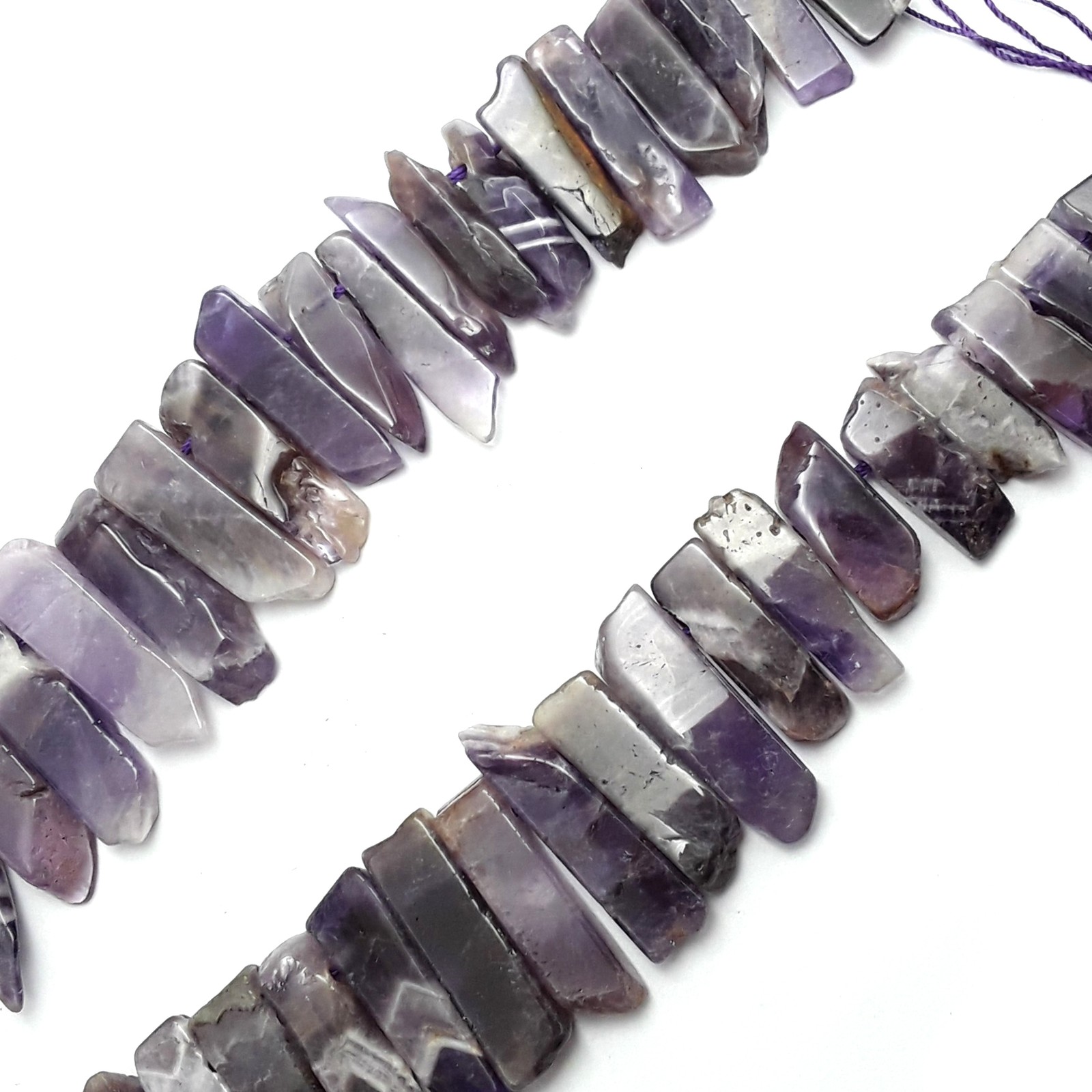 Teeth Amethyst Graduated Slice Stick Points Beads Approx 25-50mm 15.5″ Strand
