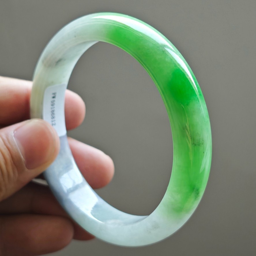 61mm Natural Green Purple Jadeite Jade Bangle Bracelet Burma Jade Bangle 3231