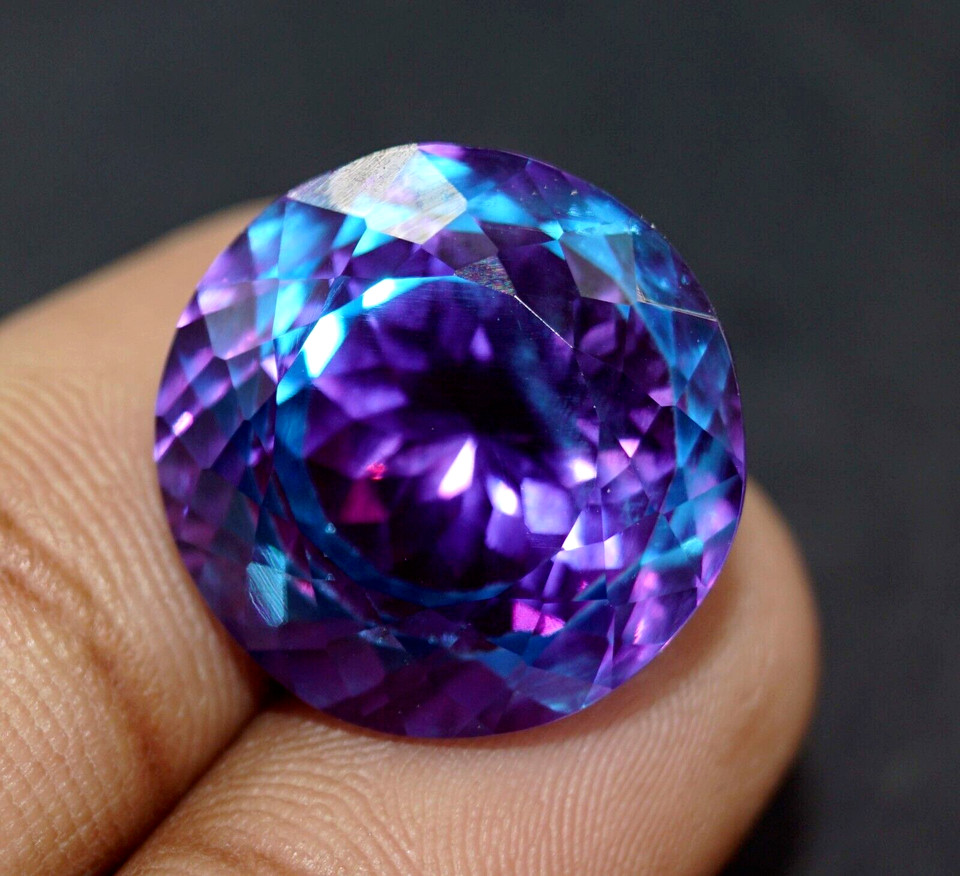 34.5 Ct+ Certified Pitambari Sapphire Natural Bi-Color Round Cut Loose Gemstone