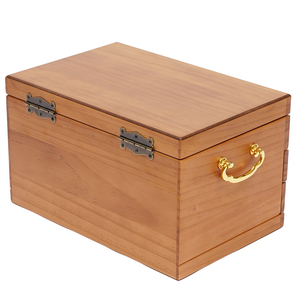 Large Capacity Wooden Jewelry Box 3 Layers + Safe Lock Retro Organizer Case