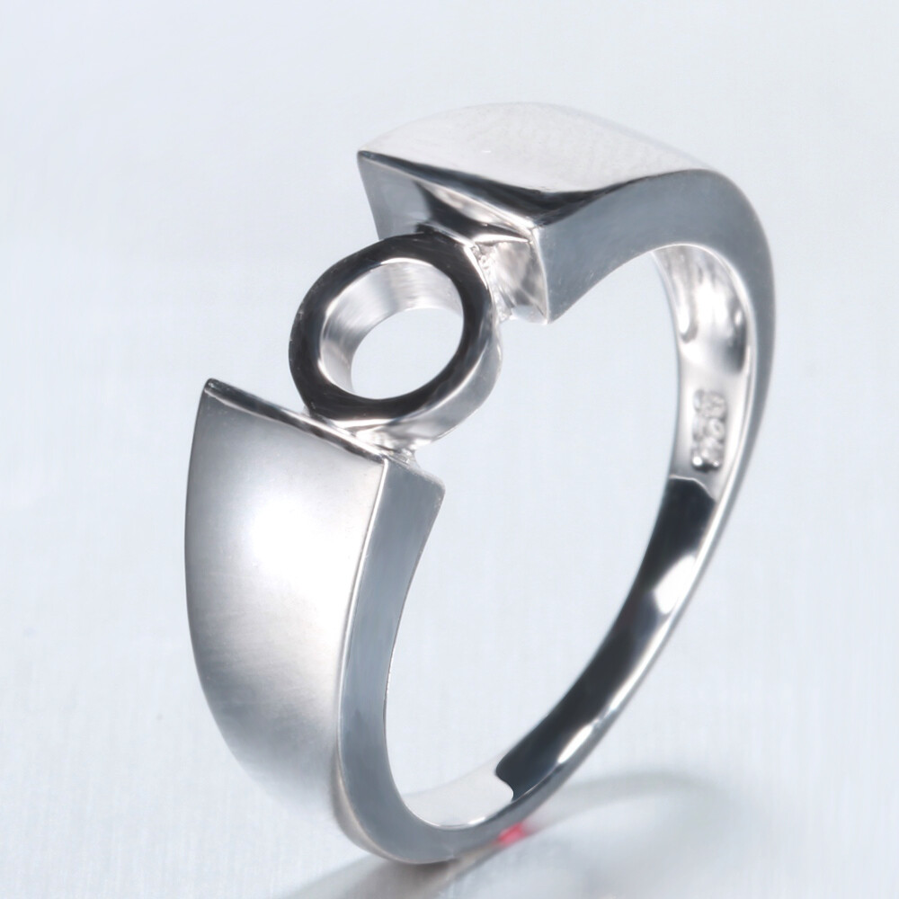 925 Silver Tension 7-7.75mm Round Semi Mount Solitaire Engagement Wedding Ring
