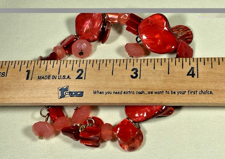 Lot 10 Stretch Bracelets Red Black Silver Tone Beaded Stackable Jewelry Classic