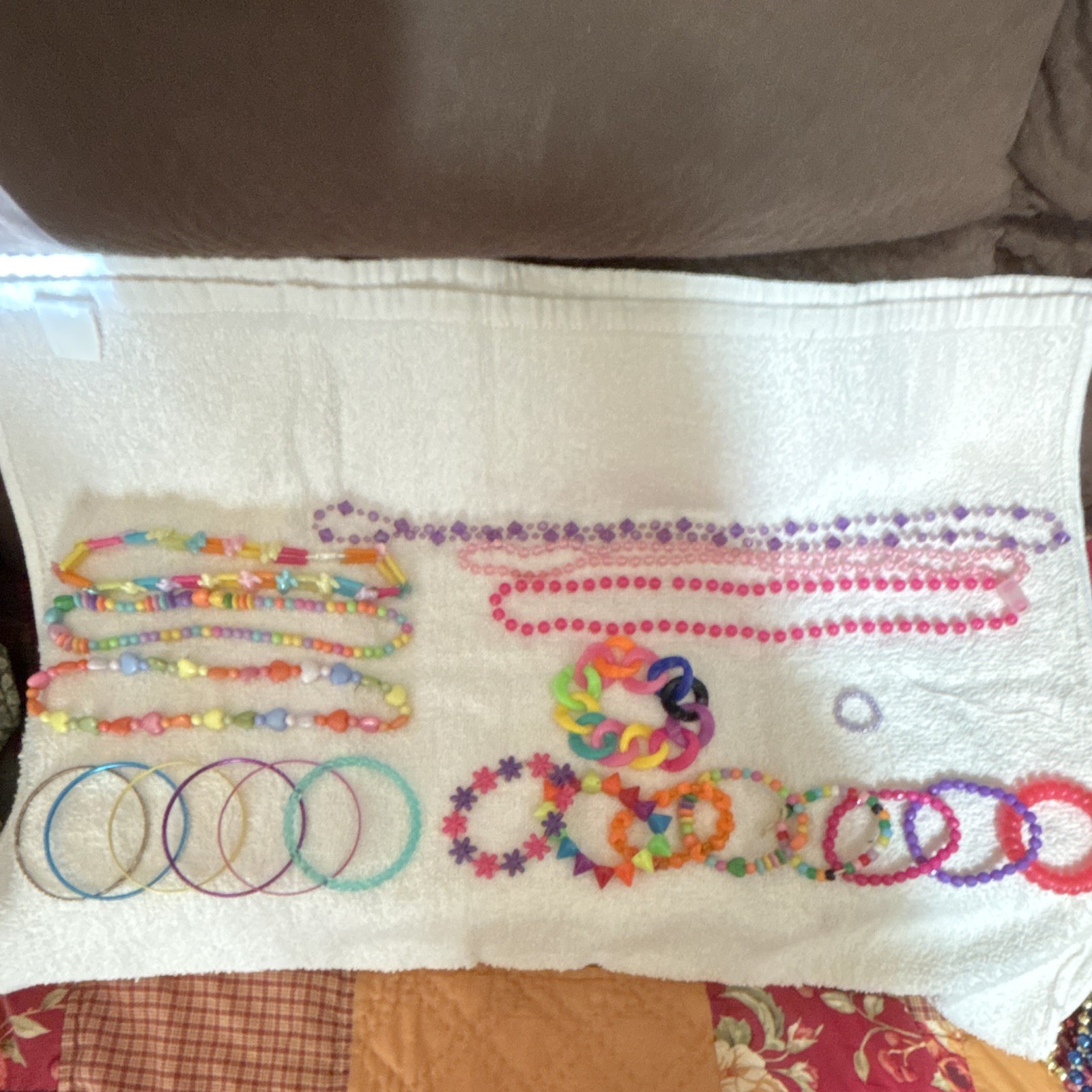 Kids Plastic Jewelry Mixed Lot 22 Multicolor Necklaces Bracelets Rings