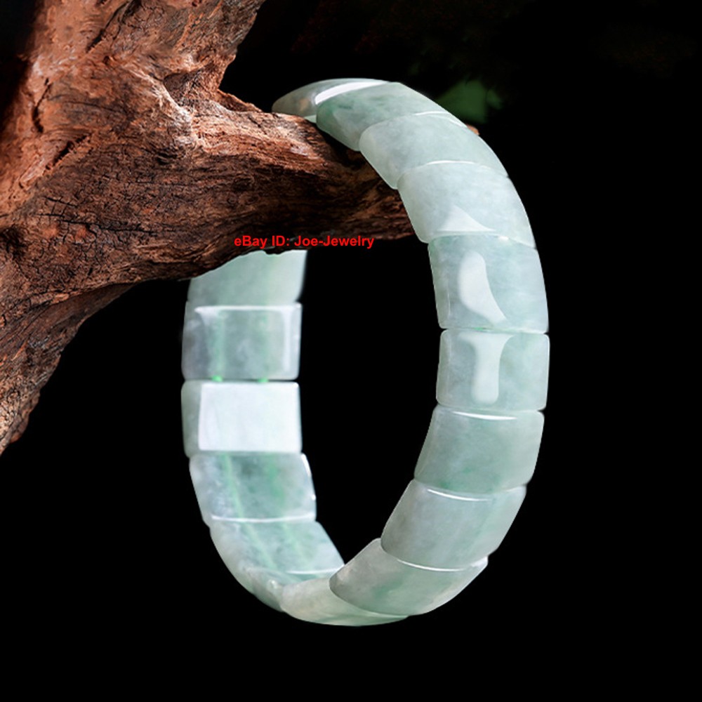 NEW Natural Grade A Jade Wider Rectangle Bead Stretch Bracelet 14-16cm