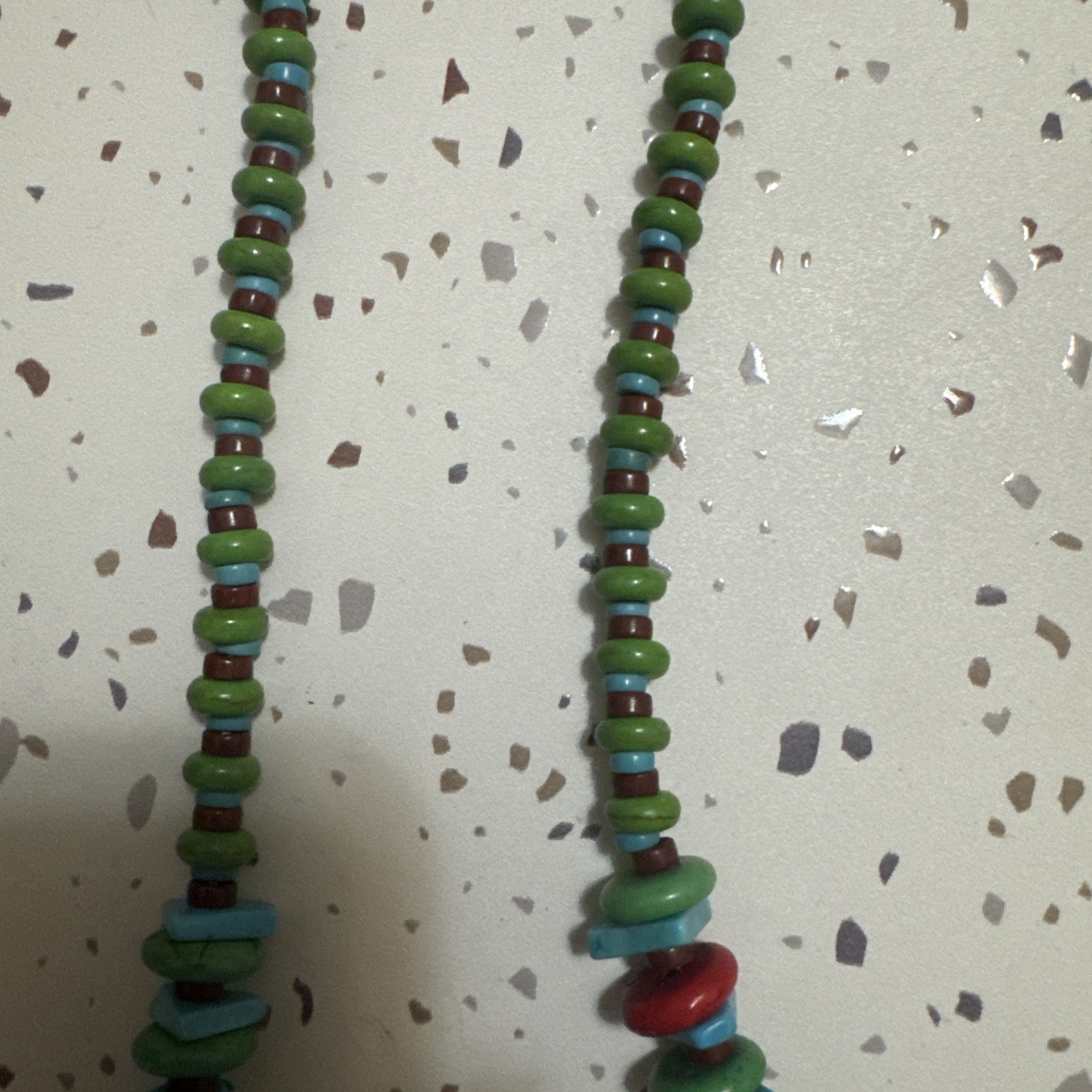 Block Turquoise Magnesite Beaded Necklace
