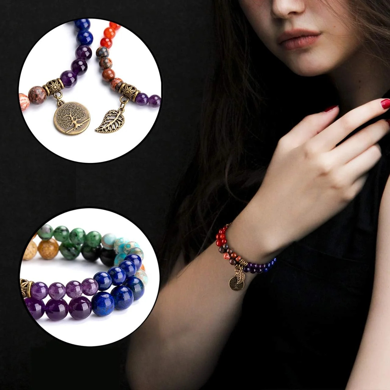 Bivei Natural Semi Precious Gemstone beads bracelet for women – Life Tree and Le