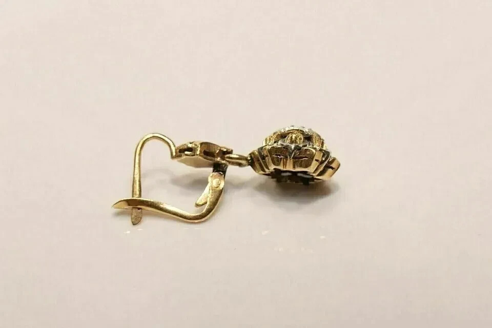 Art Deco Style Round Lab Created Diamond Wedding 14K Yellow Gold Finish Earrings