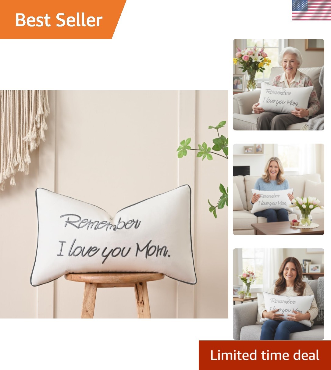 Soft Cotton Lumbar Pillow Cover for Moms – 12×20 Inches – Stylish Décor