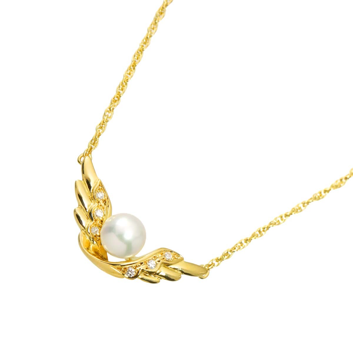 MIKIMOTO Akoya Pearl 6.9mm Diamond Necklace 18K YG 750 90318970