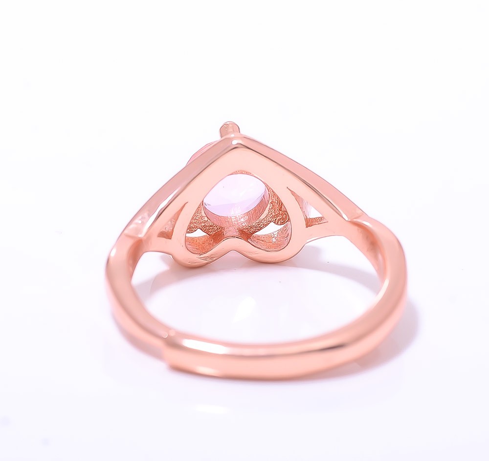 Rose Quartz Gemstone Rose Gold Plated Ring Adst (3_2)