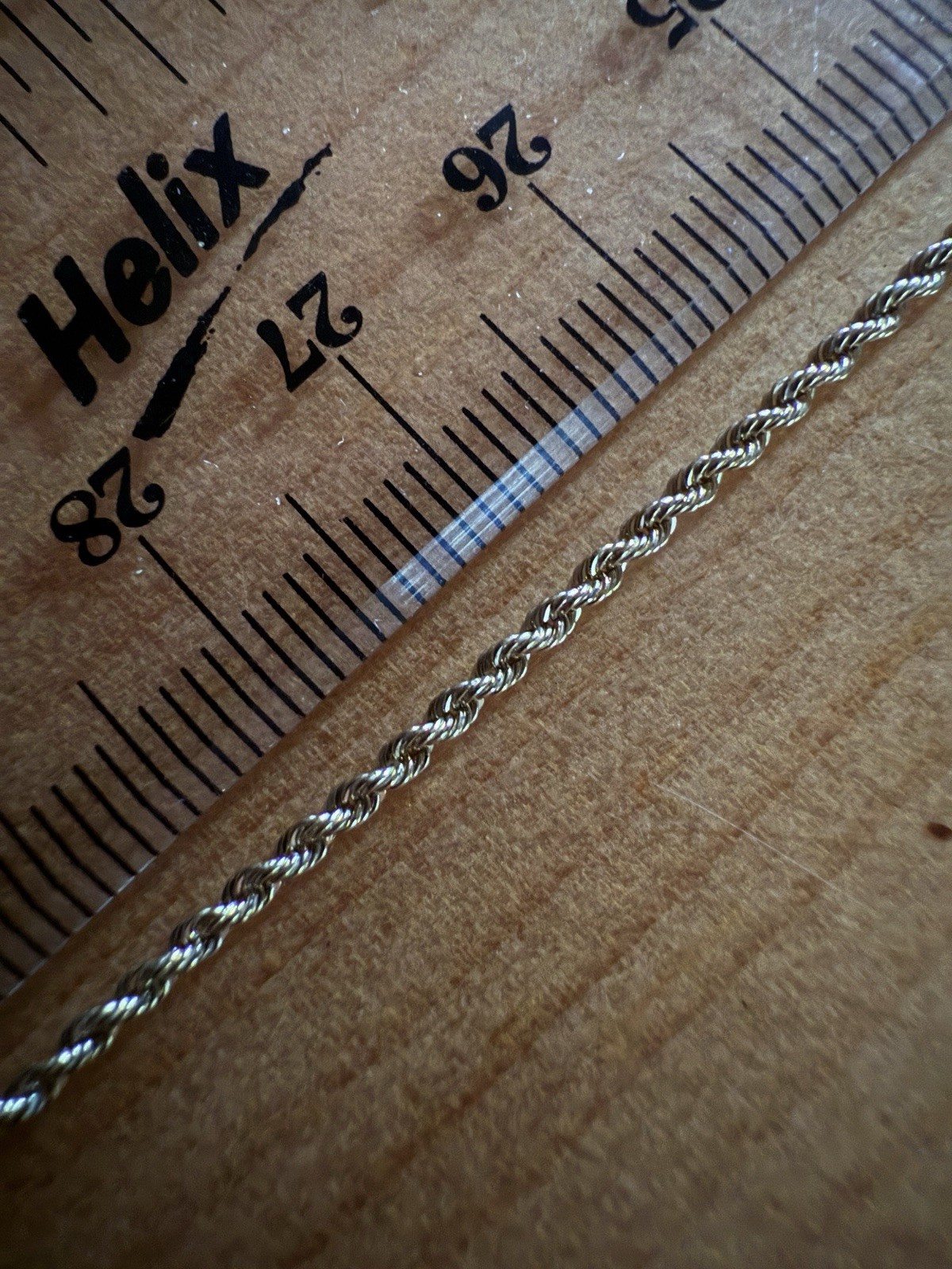 10K Yellow Gold Rope Chain Bracelet 7 Inches