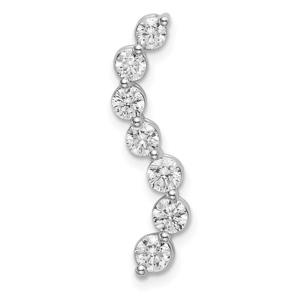 14k White Gold 3/4 Ct Round Cut Lab Grown Diamond Seven Stone Curved Bar Pendant