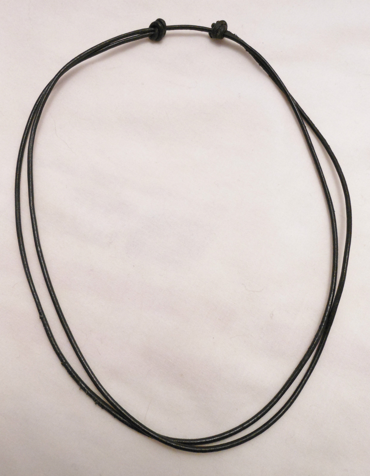 Black 2mm Leather Adjustable Unisex Cord Surfer Choker Necklace- Made in USA