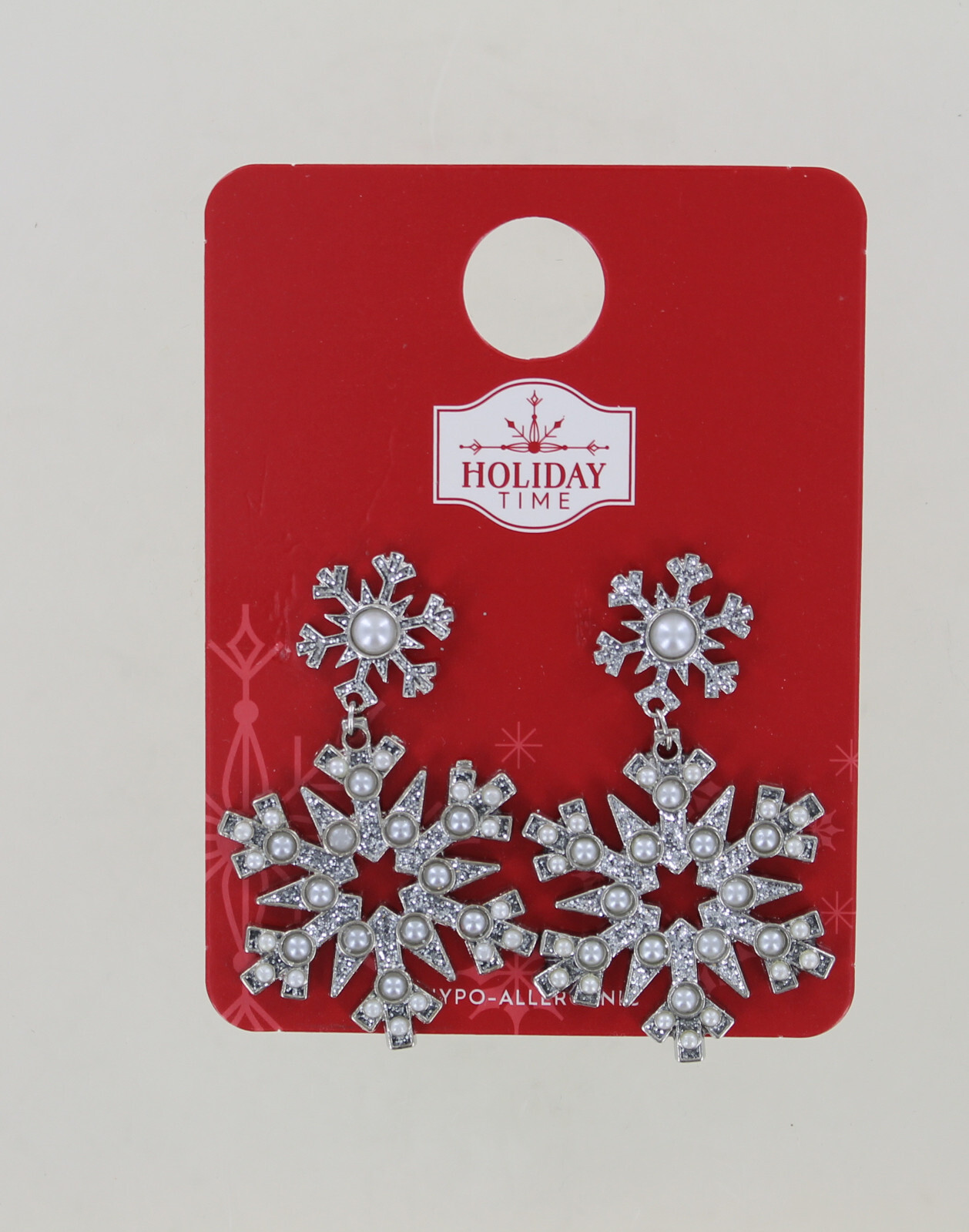 New Holiday Time Earrings – Snowflake with Bling & Faux Pearls