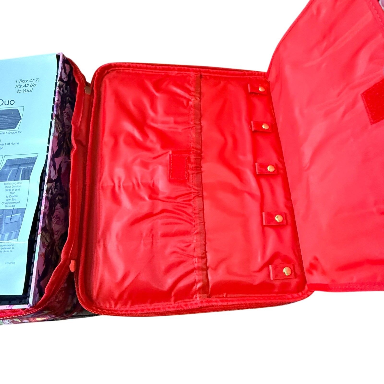 Joy Mangano Womens Jewel Kit Duo Floral Expandable Jewelry Case OS Red Polyester