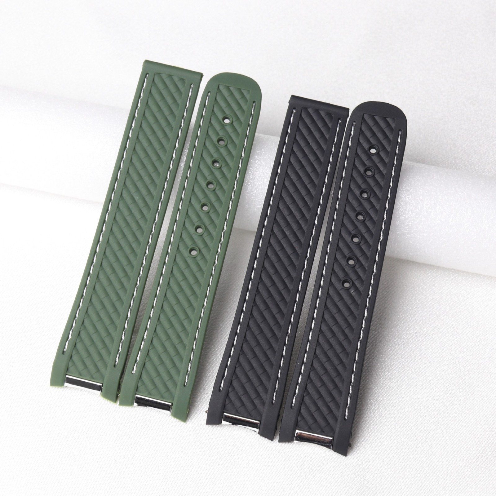 Quality Rubber Watch Straps Mens Waterproof Wristband 20mm for Omega Buttonless
