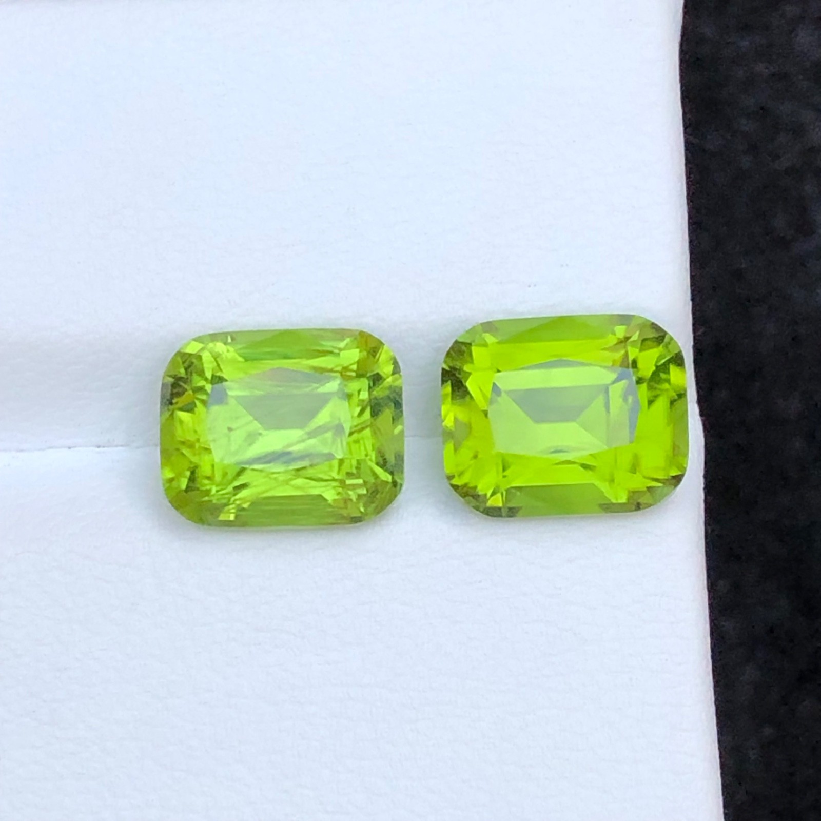10.35 carat Natural Green Peridot pair with Cushion cut origin from Pakistan