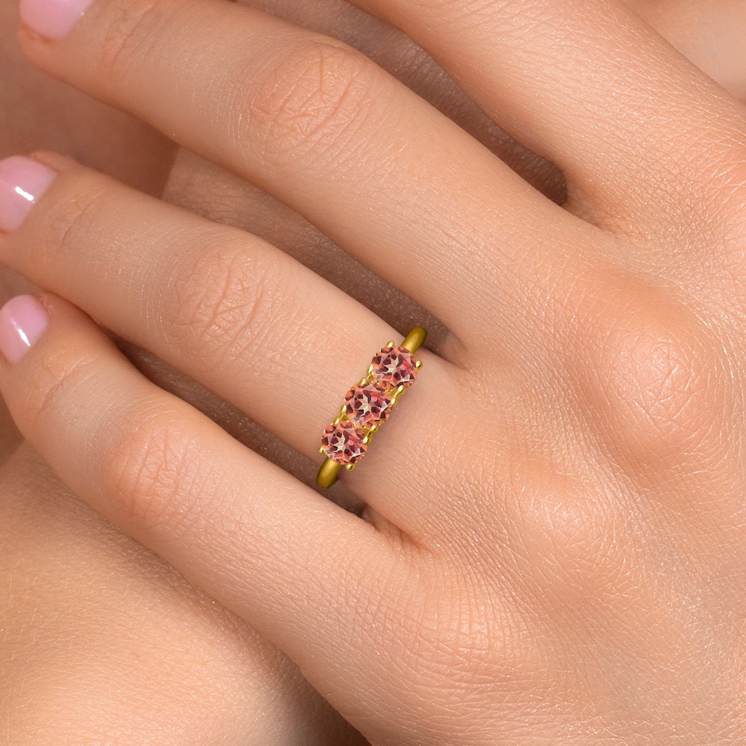 18K Yellow Gold Plated Silver Ecstasy Mystic Topaz Engagement Ring For Women |