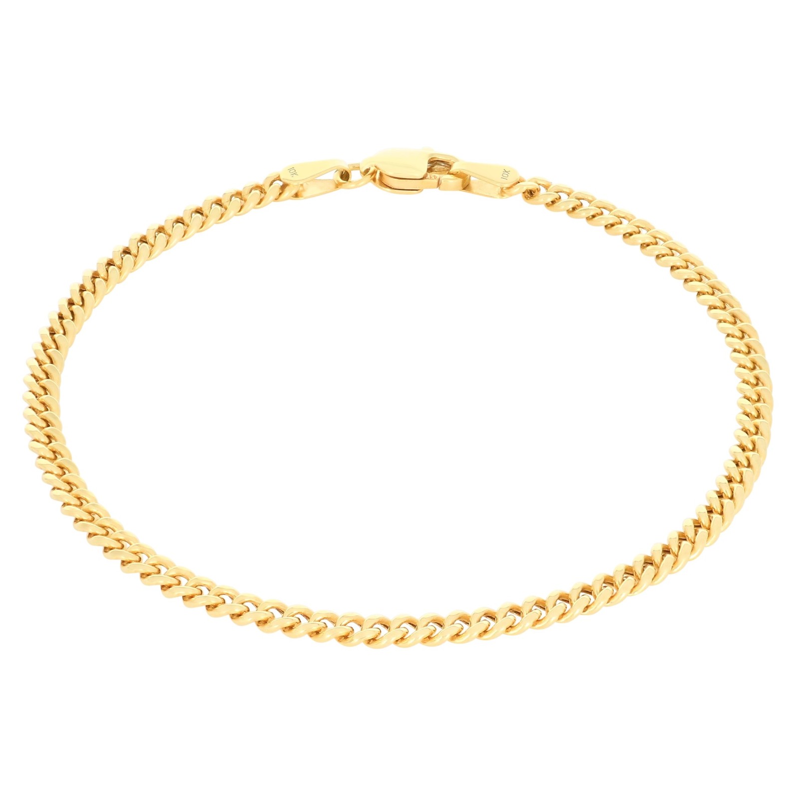 10K Yellow Gold 3.5mm Miami Cuban Link Chain Bracelet Lobster Clasp 7″ 8″ 9″