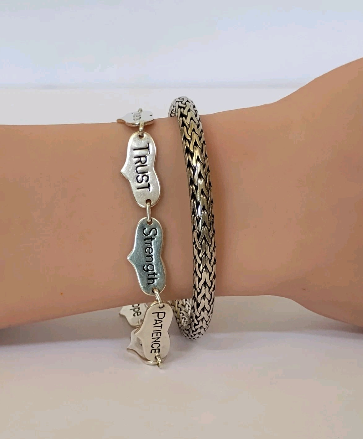 Sterling Silver 6mm Wheat Braided Link Toggle Bracelet 925 Oxidized 33.9g