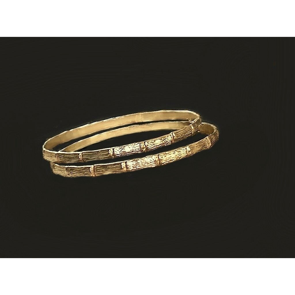 Unisex Kids Bamboo texture Bangles 7″ Crafted Top Gold Filled 1/20 14 karat