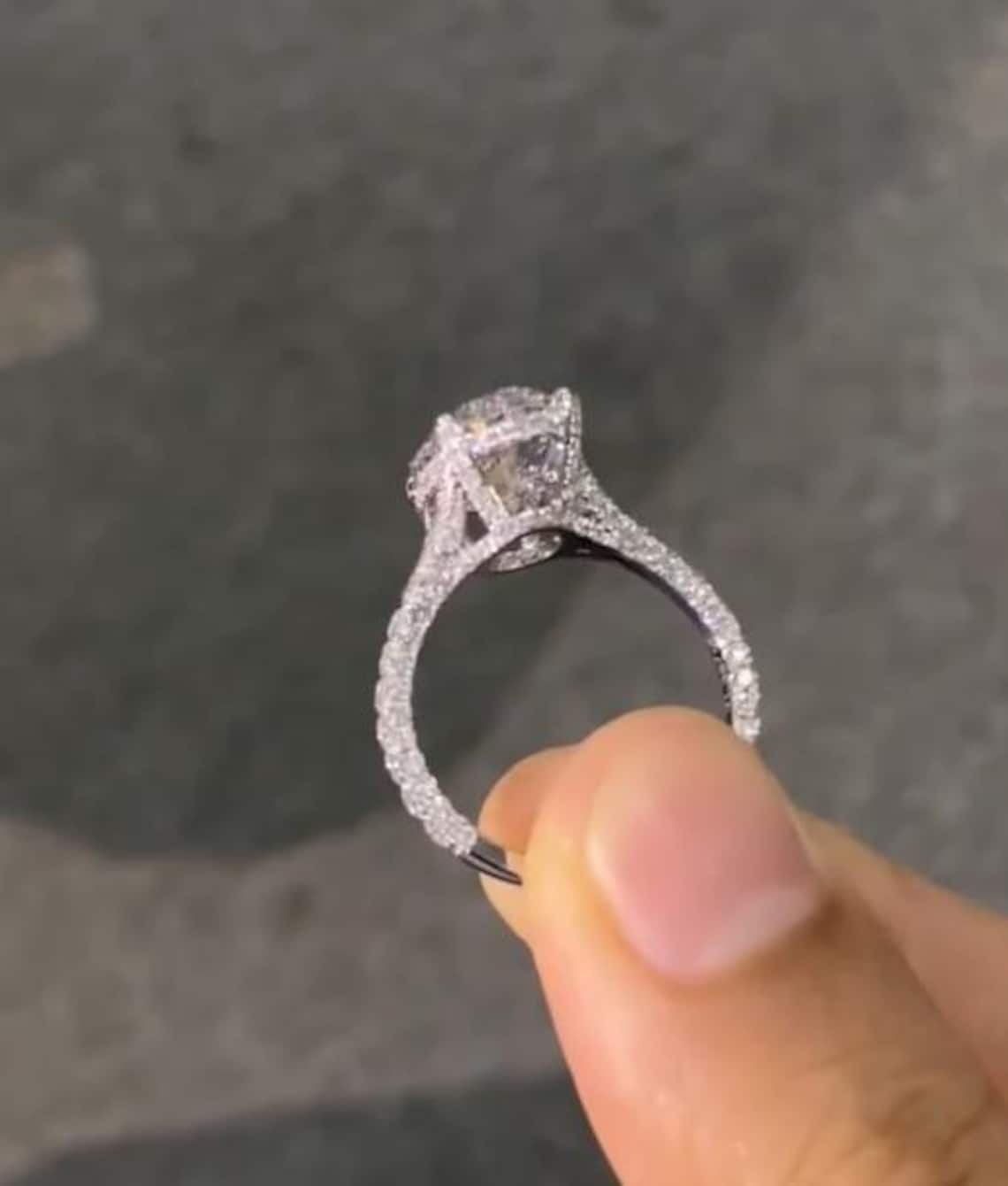 3CT Oval Cut Hidden Halo F/VVS1 Moissanite Engagement Ring 14K White Gold Plated
