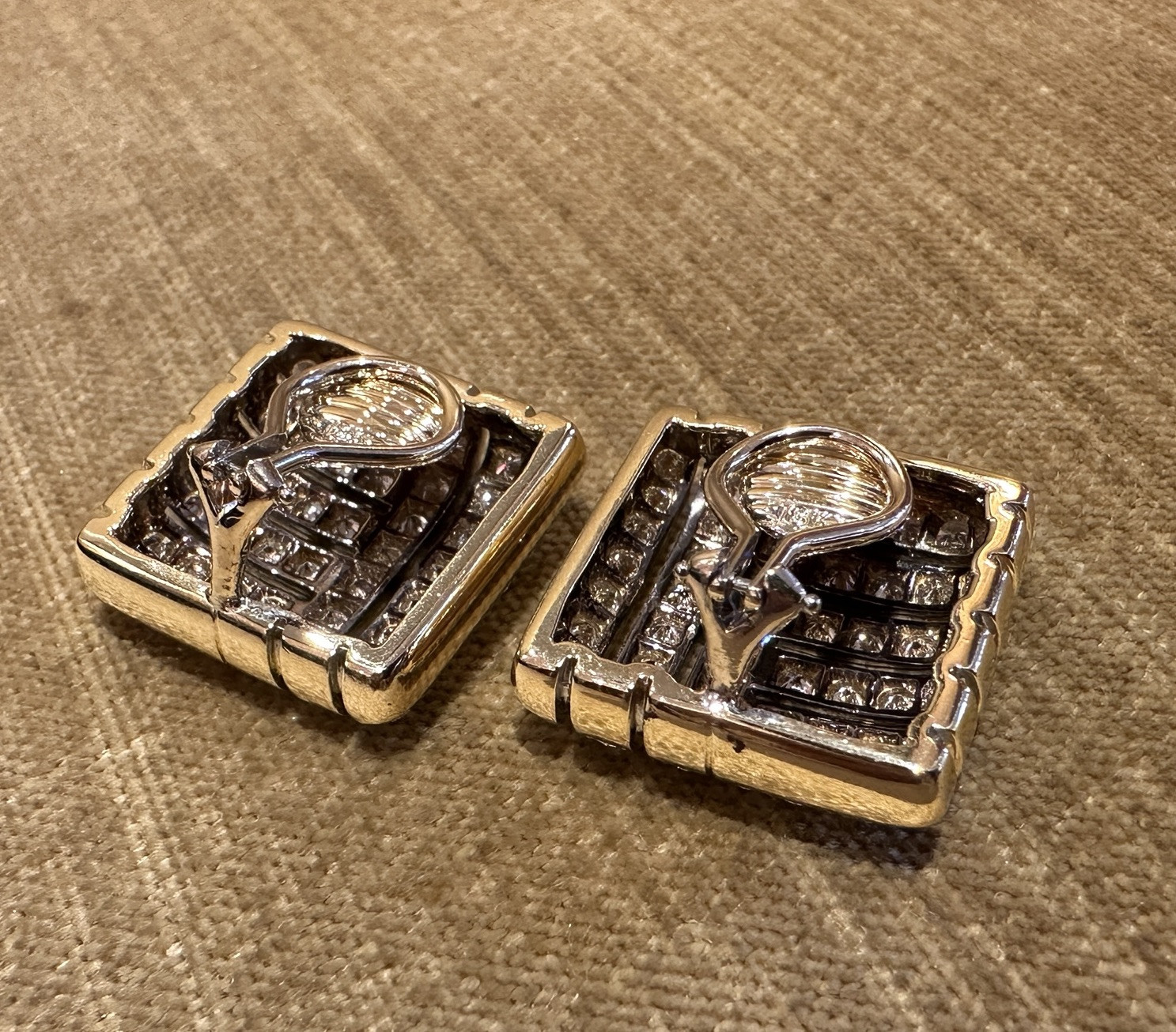 Natural Diamond Square Button Earrings 5cttw in 18k & 14k Yellow Gold – HM2674BE