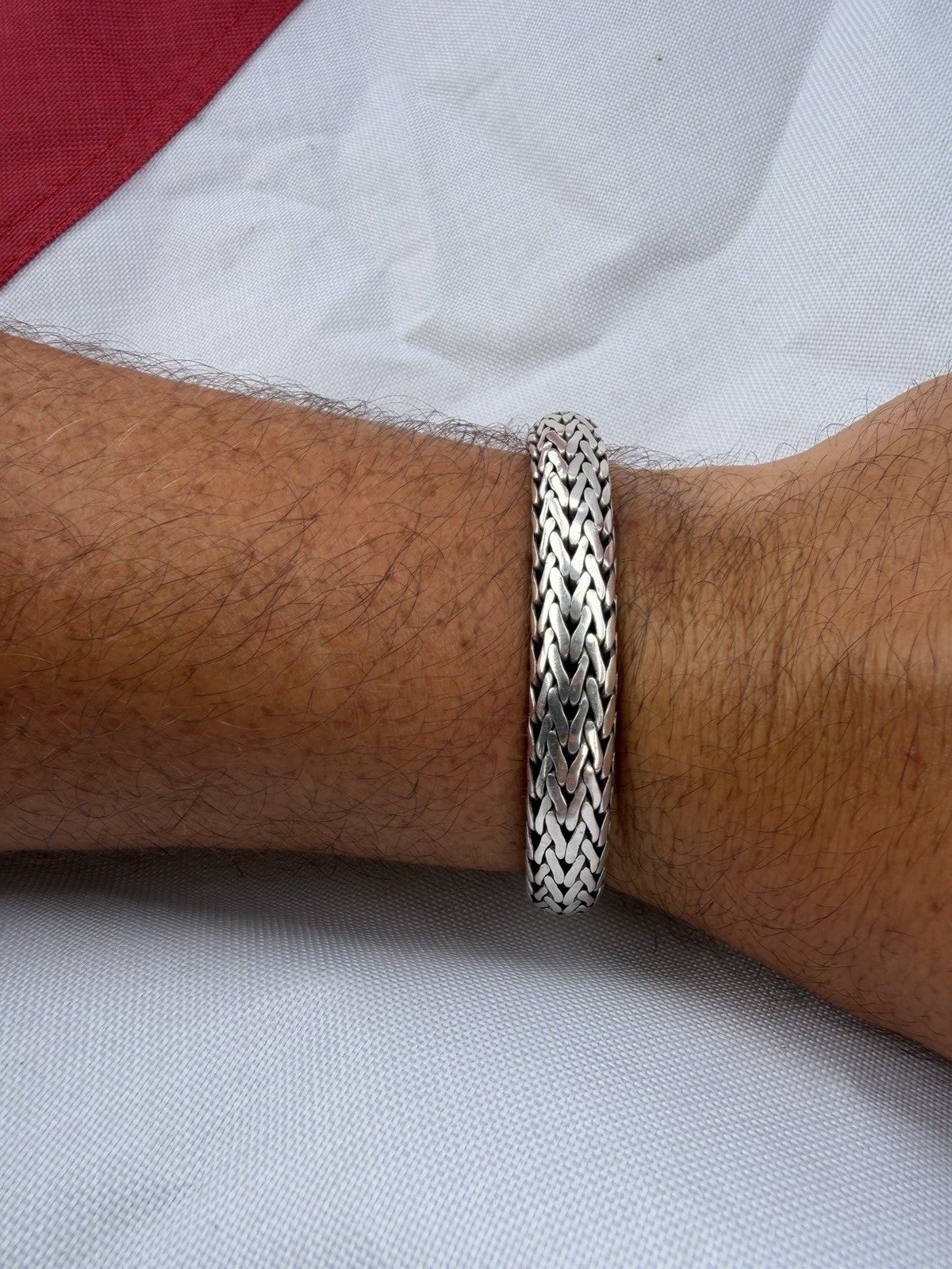 John Hardy Sterling Bracelet 925 Full Link Polished Twisted Size 7.25