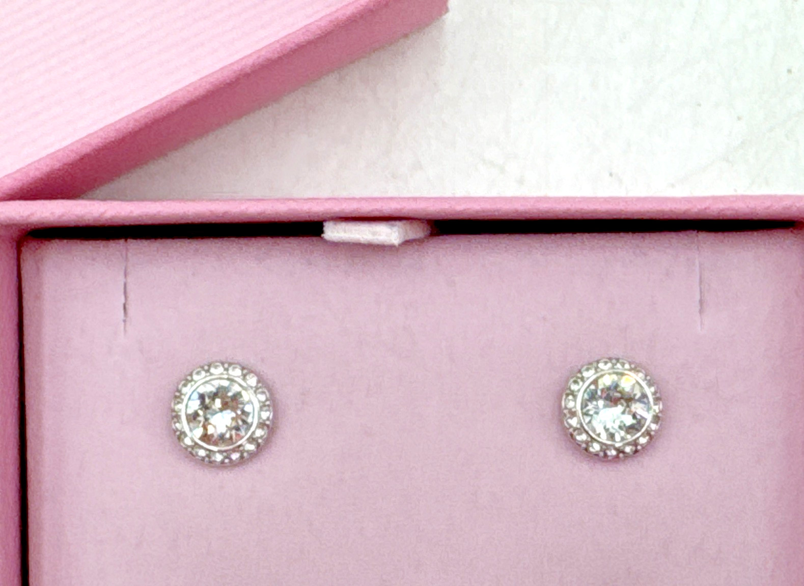 SWAROVSKI Una Angelic Stud Pierced Earrings, Rhodium Finish, Clear Crystal