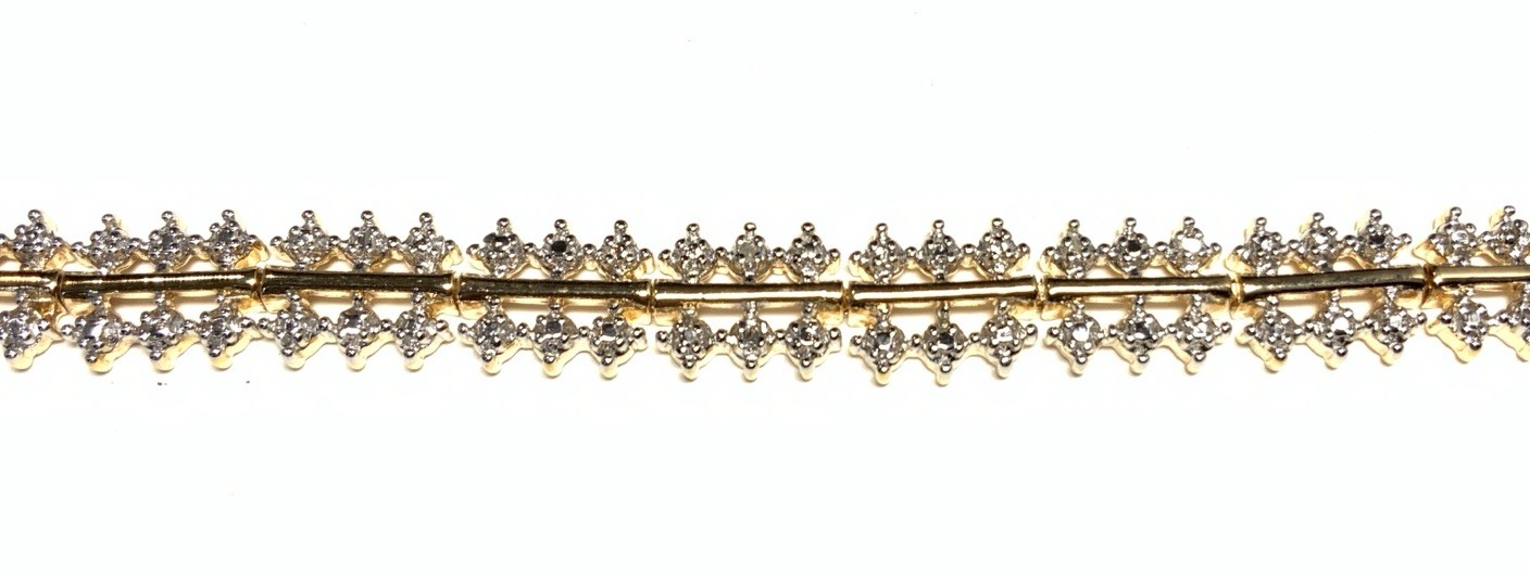 Ross Simons Vermeil Gold over Sterling 925 Diamond Bracelet 7.5-inches LR24