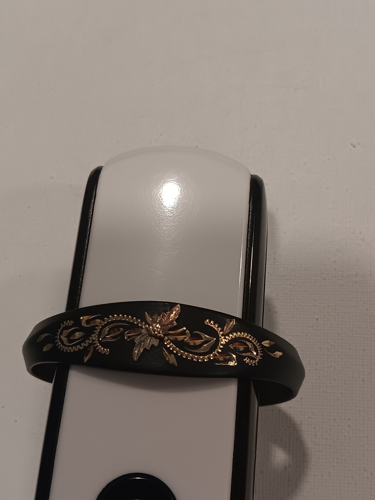 Landstrom’s Black Hills Gold Powder Coated Cuff Bracelet 10K Trim 12K Leaves.
