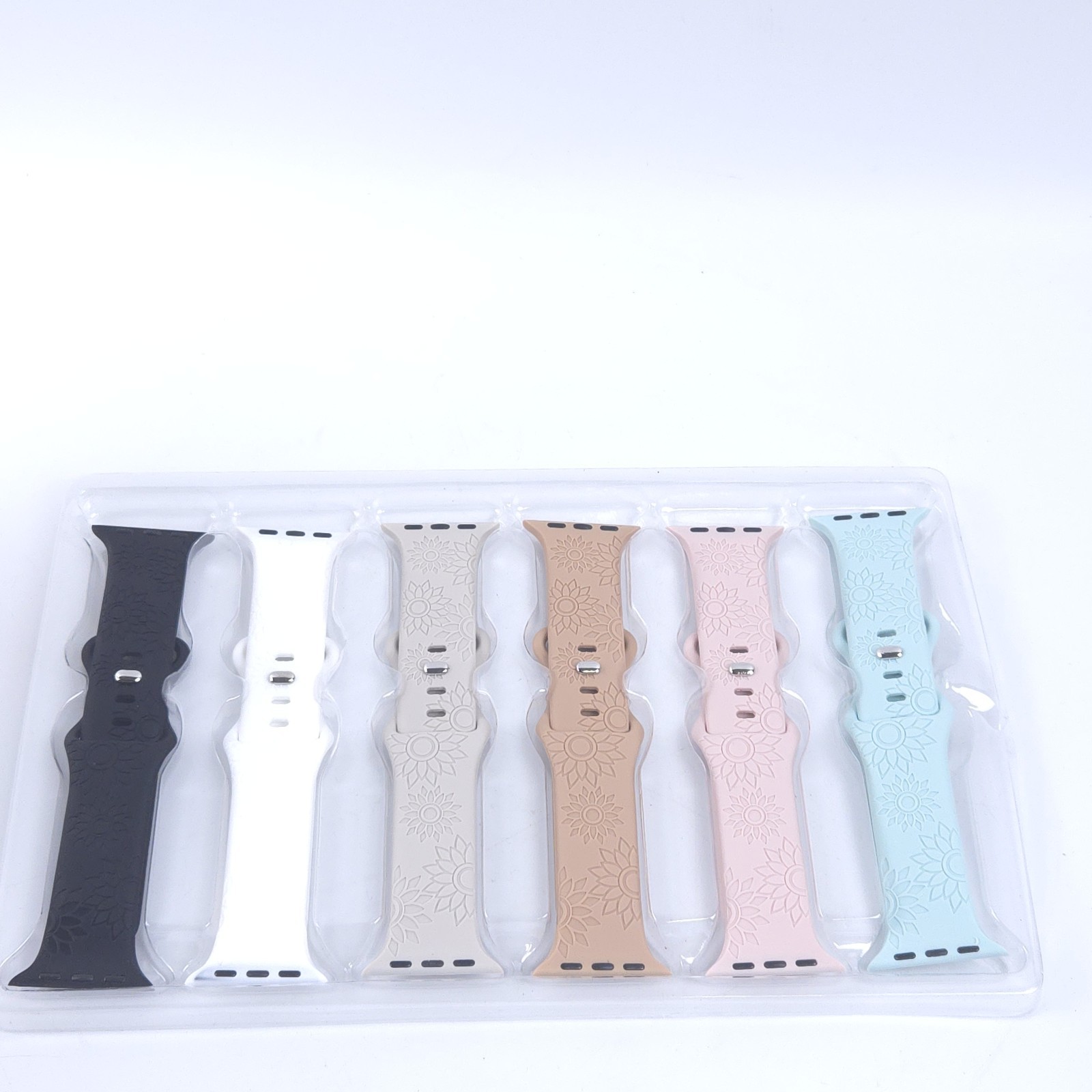 6 Pk Flower Engraved Bands Compatible All Apple Watch Band 38mm 40mm 41mm 42mm