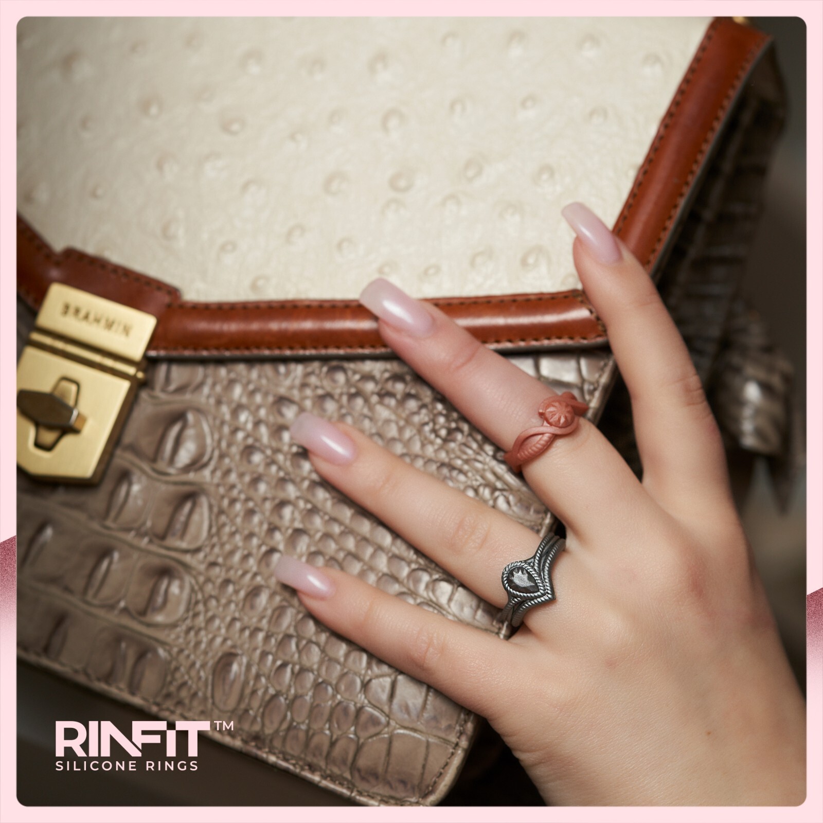 Rinfit Silicone Wedding Rings for Women. Pear Stackable 5 Rings Set
