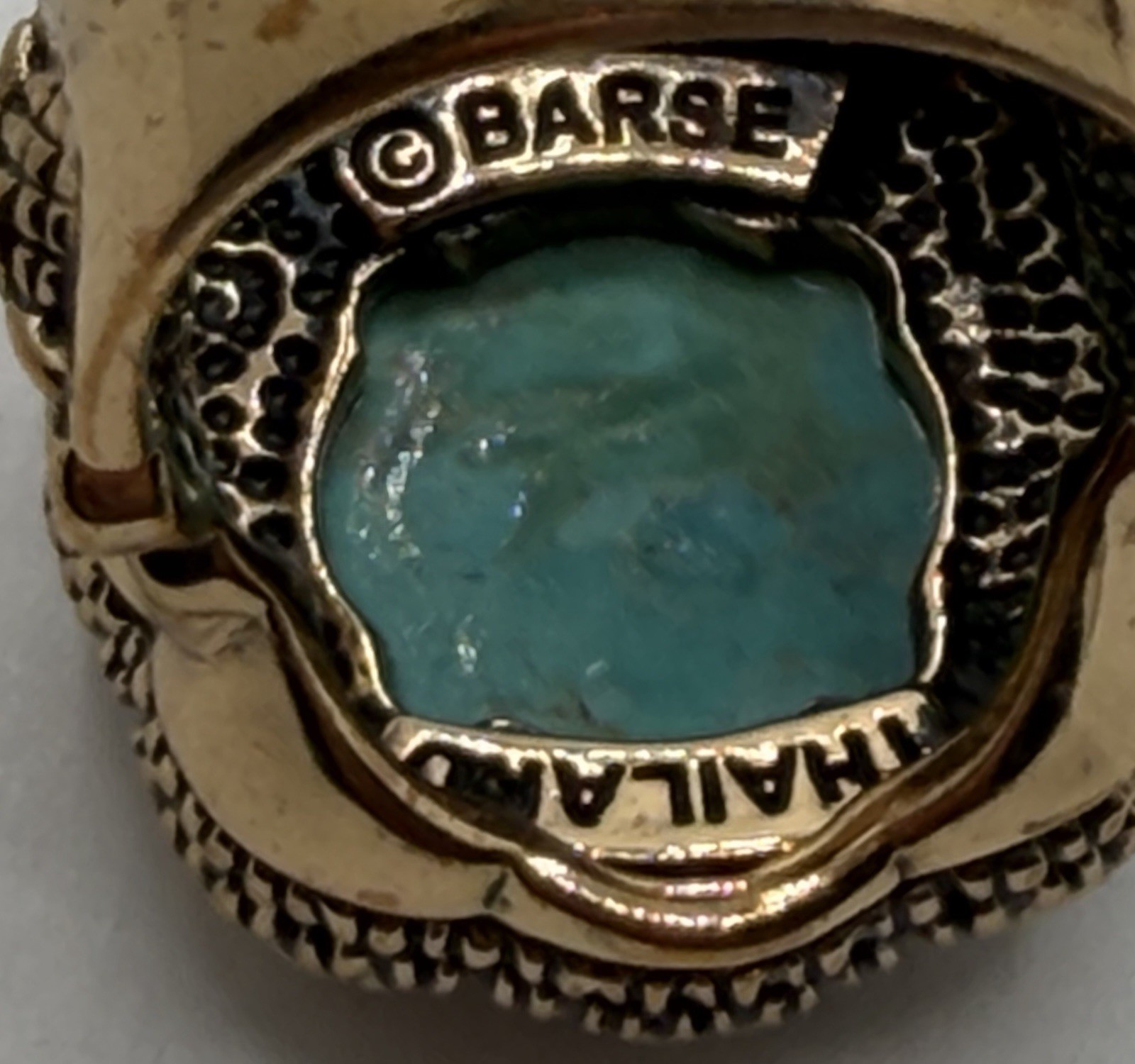 Barse Signed Turquoise Bronze Cocktail Ring Size 10 | Thailand |