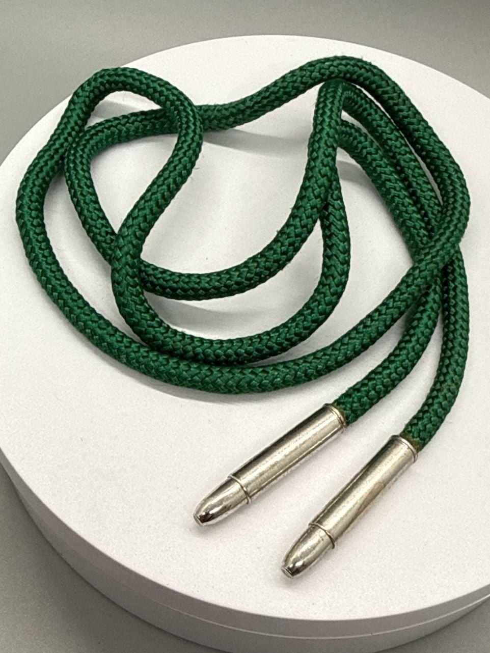 Bolo Tie Replacement String Bullet Aglets Green Braided Nylon Cord Vintage