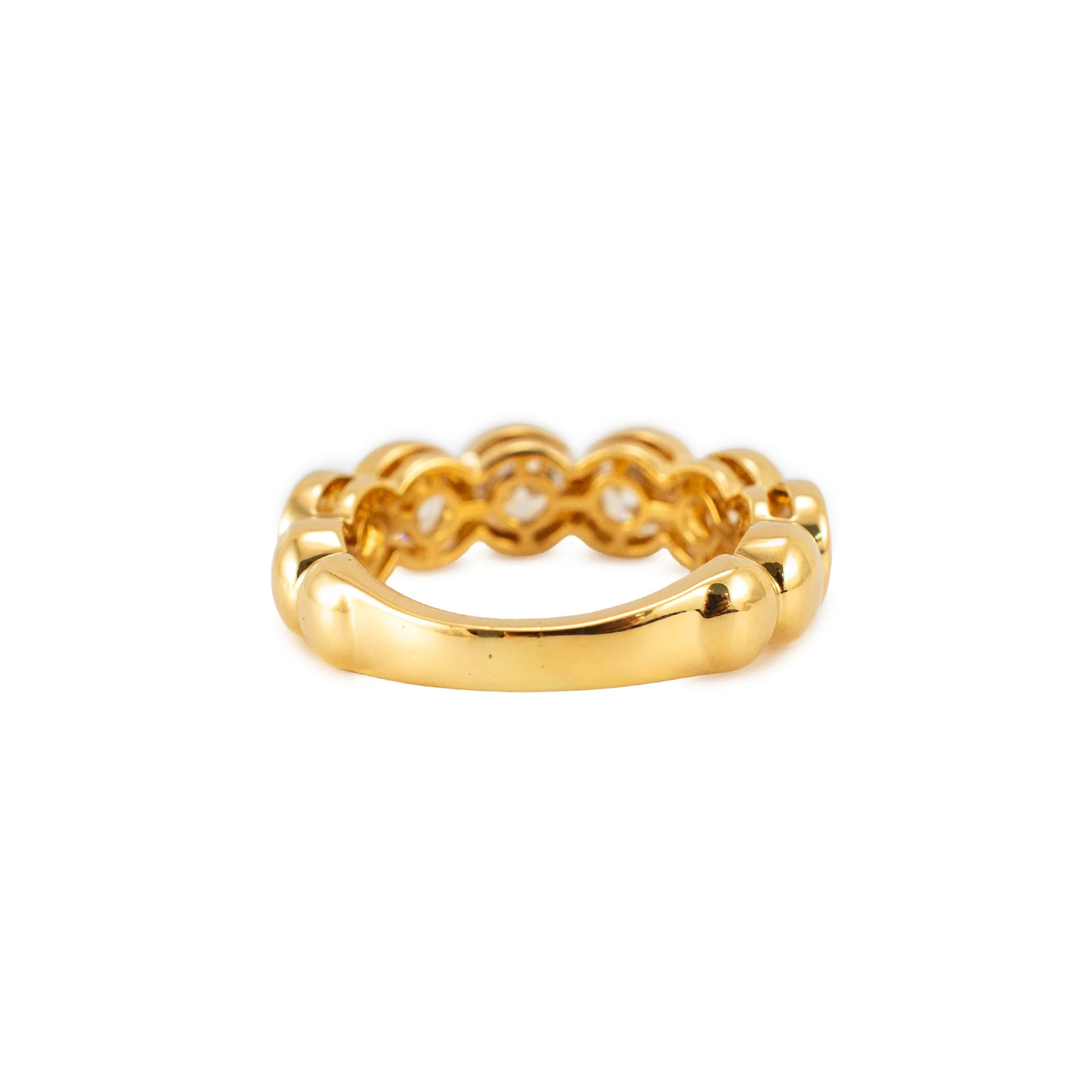 Ladies 18K Yellow Gold 3.05ctw Bezel Set Half Eternity Diamond Band Ring