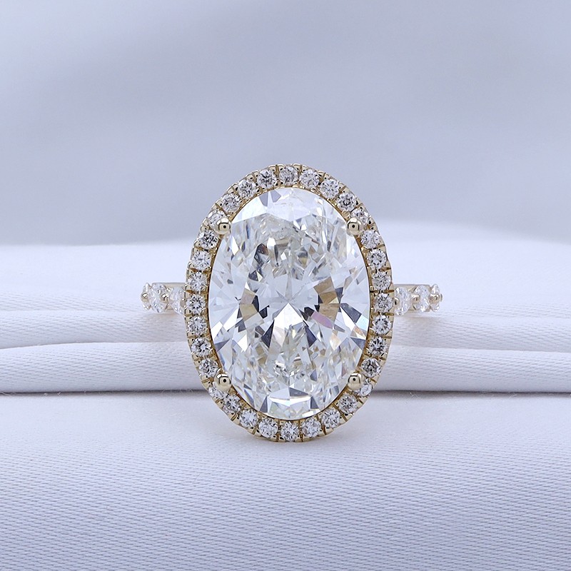 7.44 Ctw Lab Grown Diamond Halo, Solitaire Ring 14K Gold