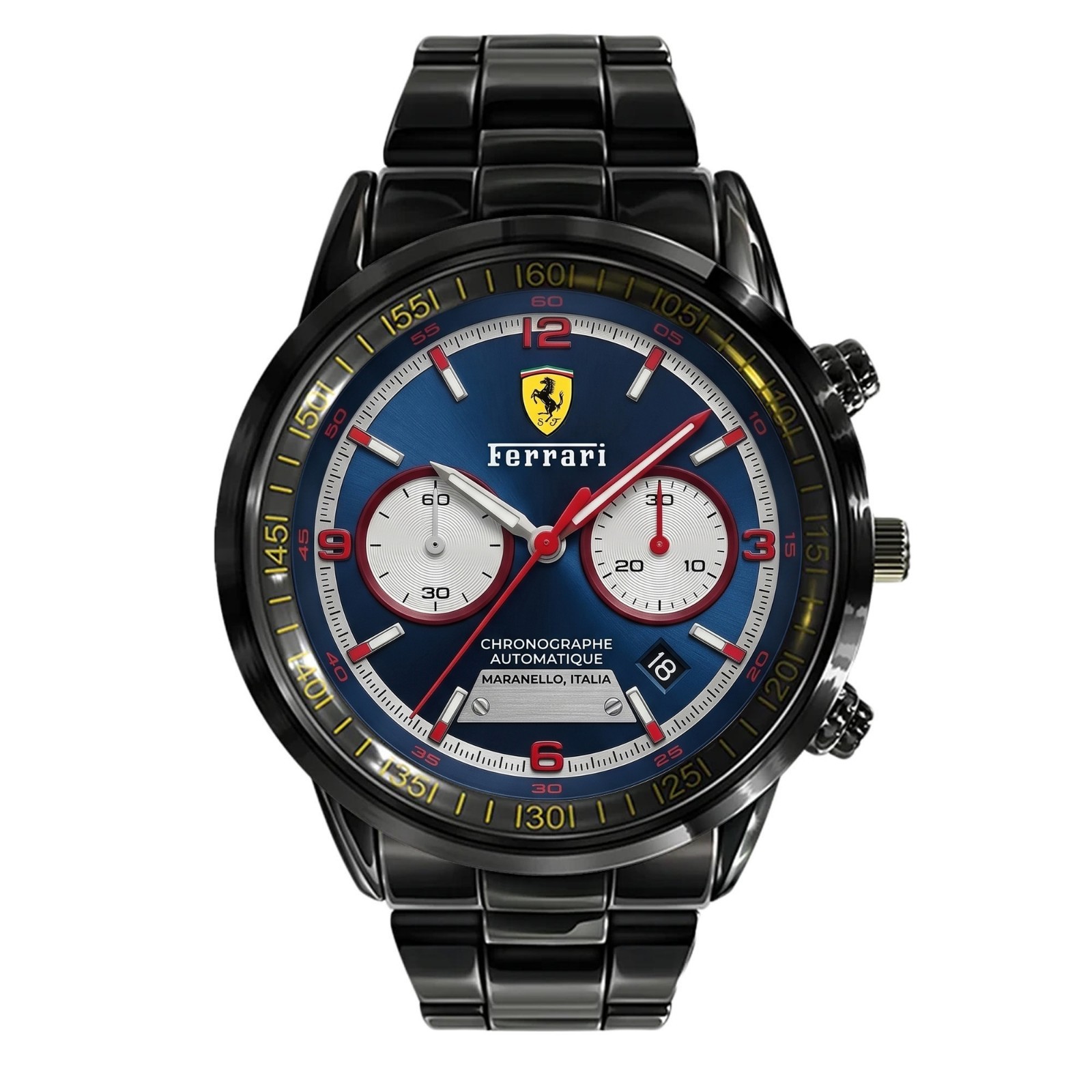 Personalized Ferrari Red Motorsport Stainless Steel Watch Racing Gift for Men