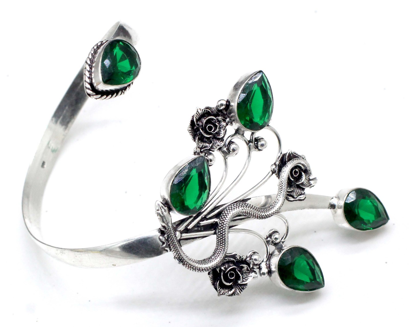 925 Sterling Silver Chrome Diopside Gemstone Handmade Jewelry Cuff Bracelet