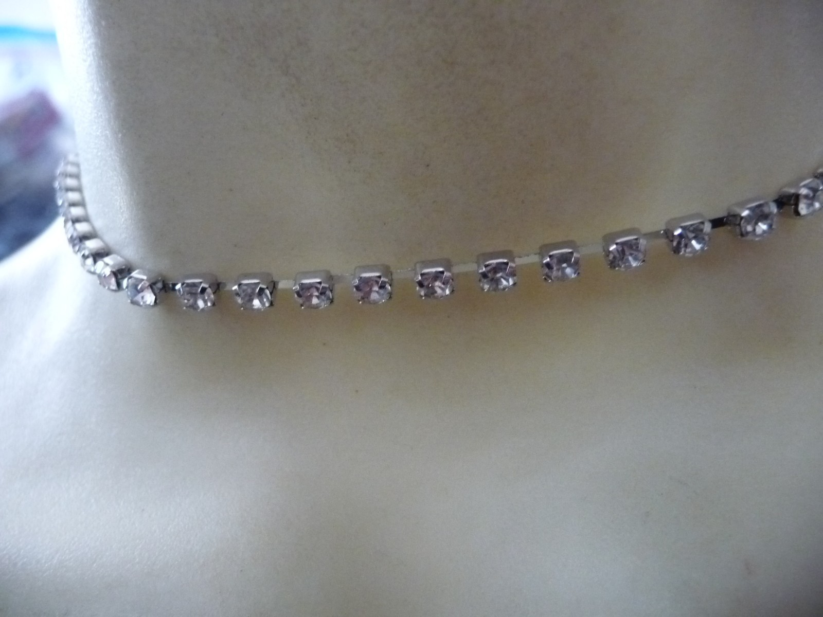 CHOKER 1/4” WIDE 1 ROWS RHINESTONES 1/8” W NECKLACE #23/26