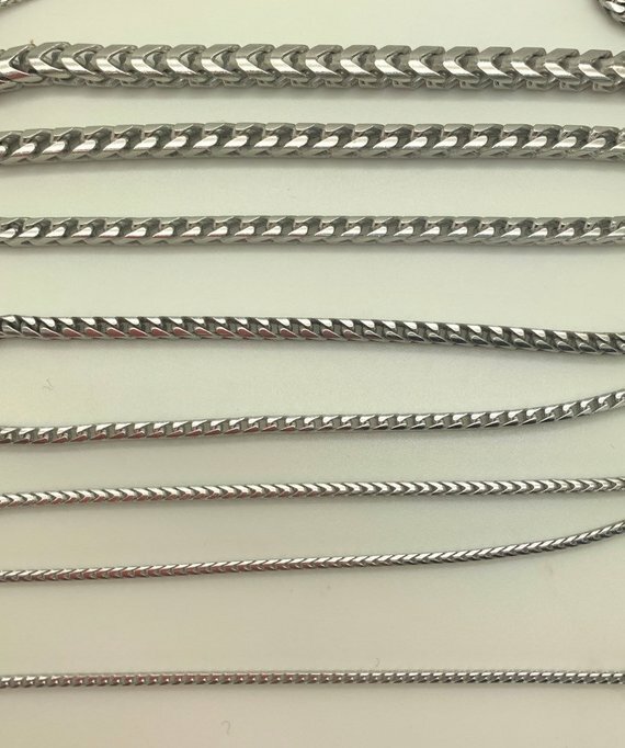 Solid 925 Sterling Sliver Rhodium Plated Square Box Franco Chain