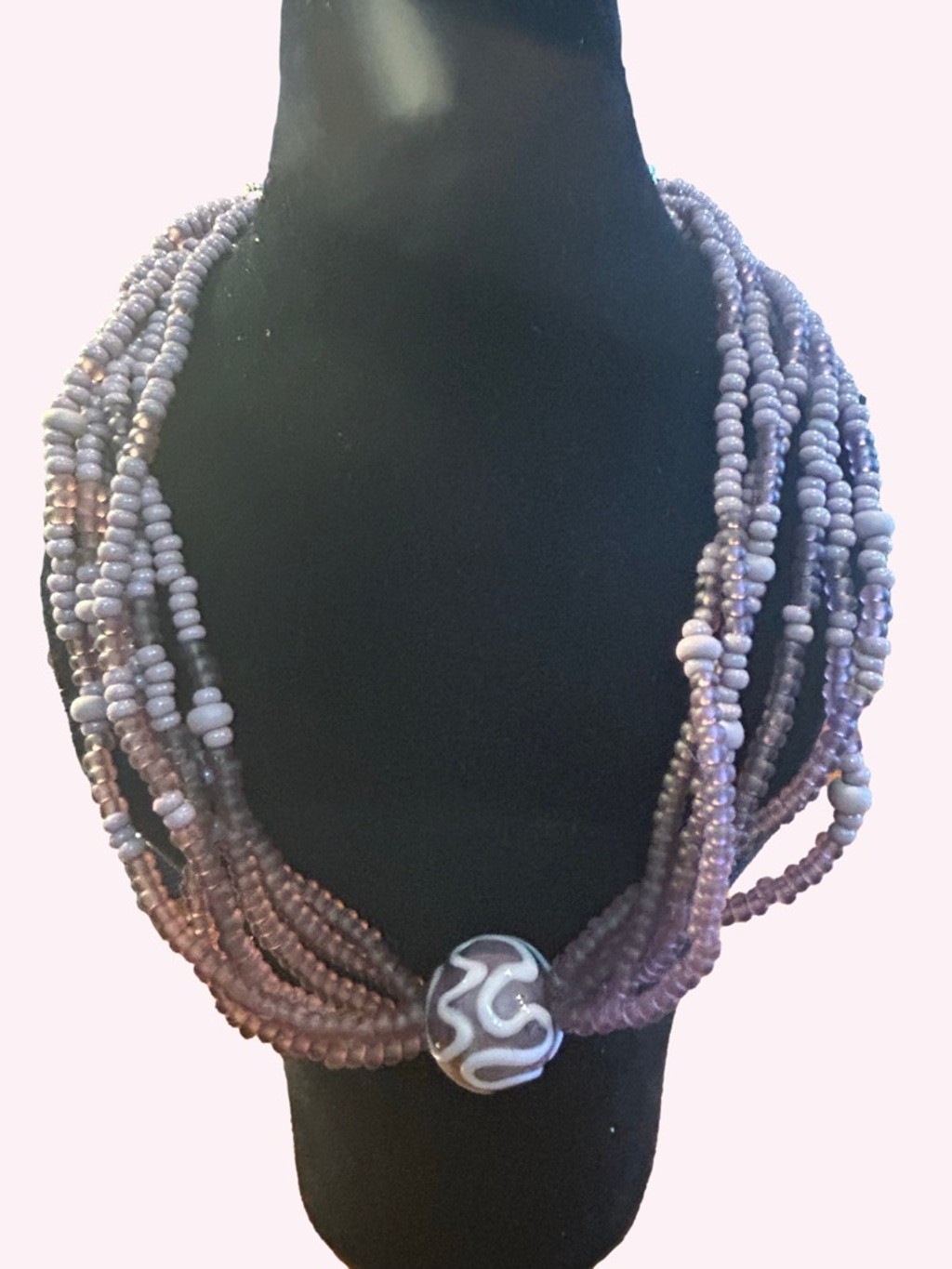 Women’s artisan Purple Glass Rocaille Bead Necklace & Earring Set, One Size