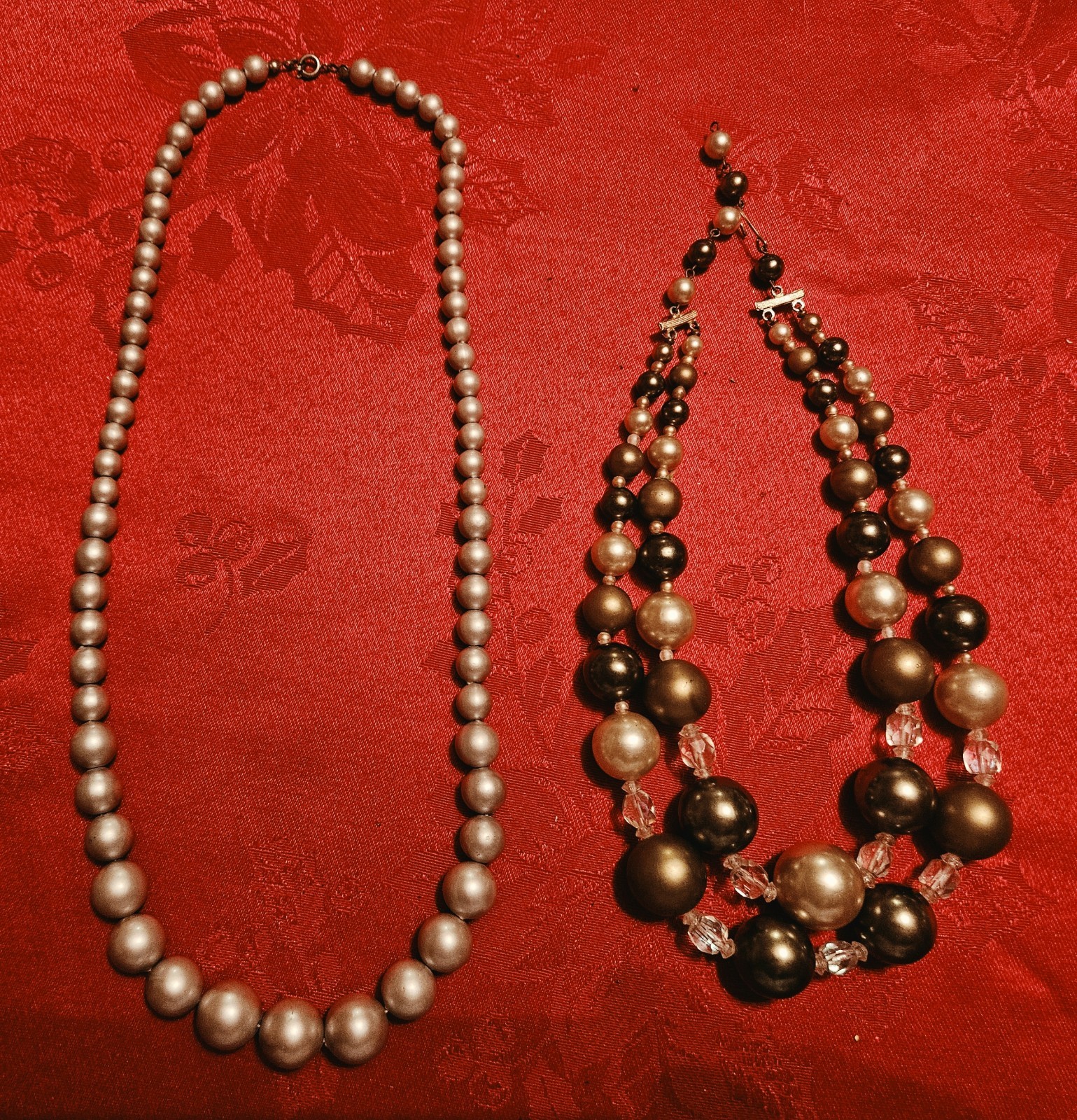 Faux Pearl Necklace Lot of 2 Double Strand Statement & Single Strand Graduated
